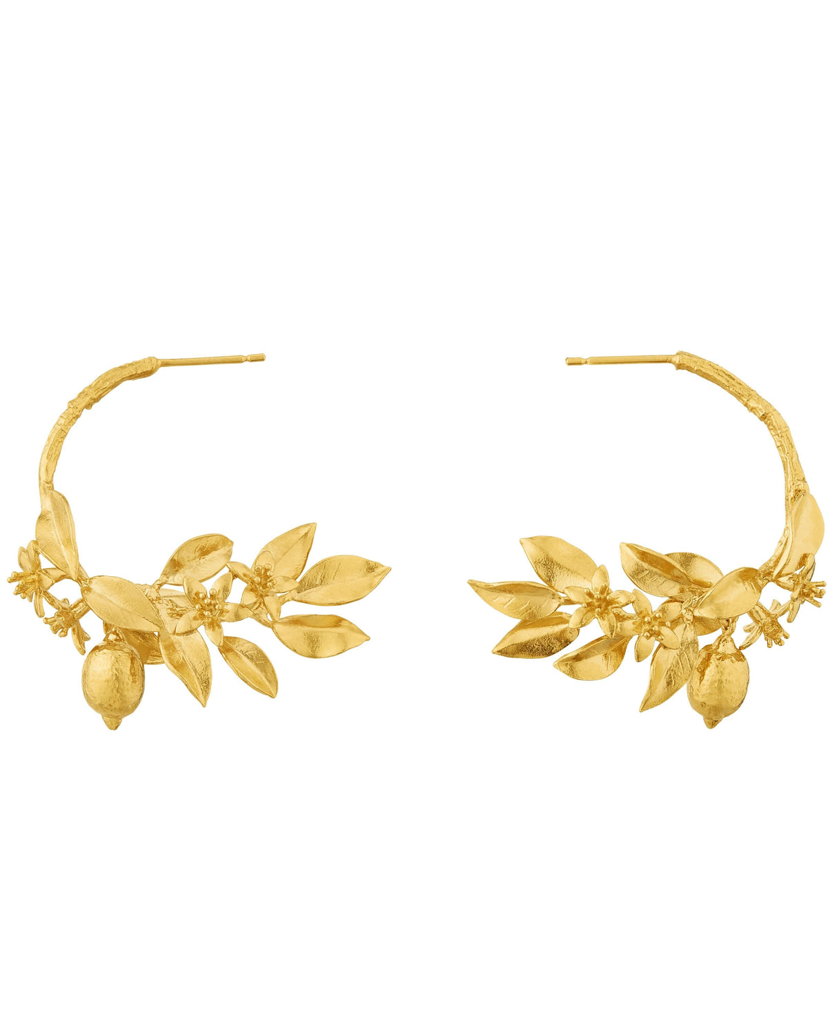 Alex Monroe Jewellery Alex Monroe Lemon Blossom Branch Hoop Earrings