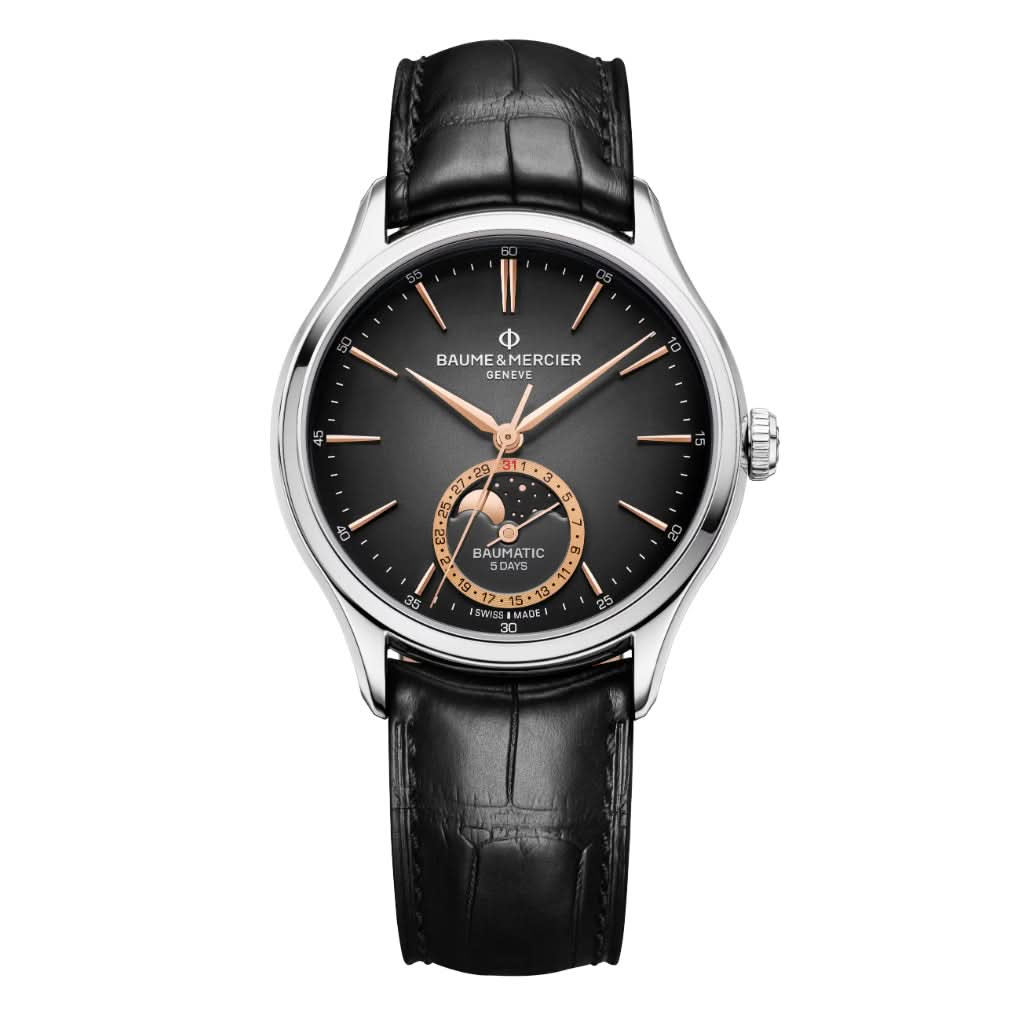 Baume et Mercier Luxury Watches Baume et Mercier Clifton Automatic Moon Phase Date Watch 10758