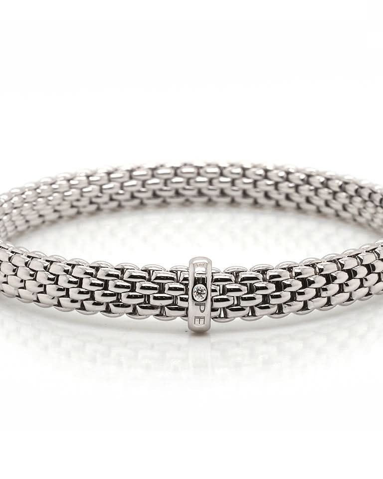 FOPE Designer Jewellery 18ct White Gold Round Brilliant Diamond Line Bracelet