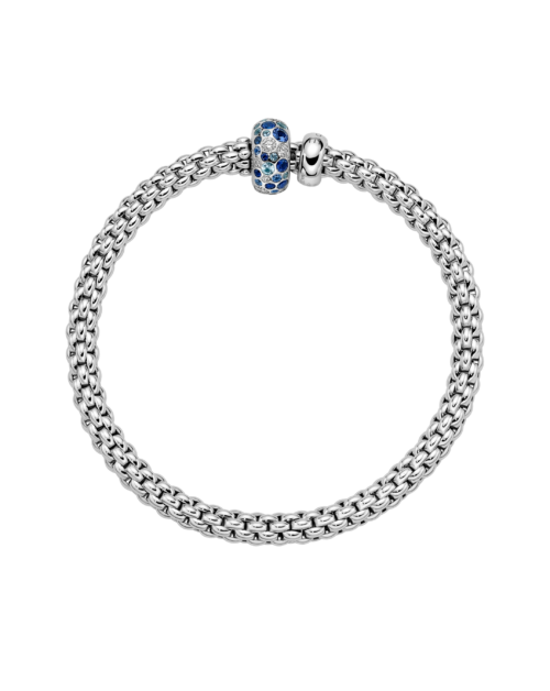 FOPE Designer Jewellery Flex'it bracelet with diamonds and blue sapphires
