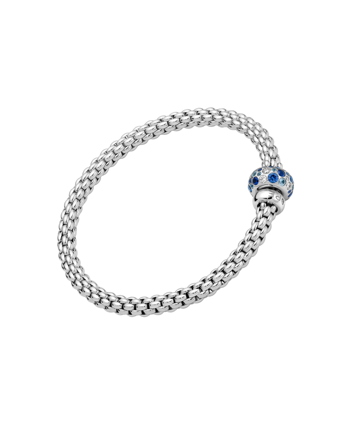 FOPE Designer Jewellery Flex'it bracelet with diamonds and blue sapphires
