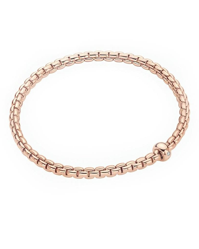 FOPE Designer Jewellery FOPE 18ct Rose Gold Flex'it Eka Bracelet with Diamond-set Rondel