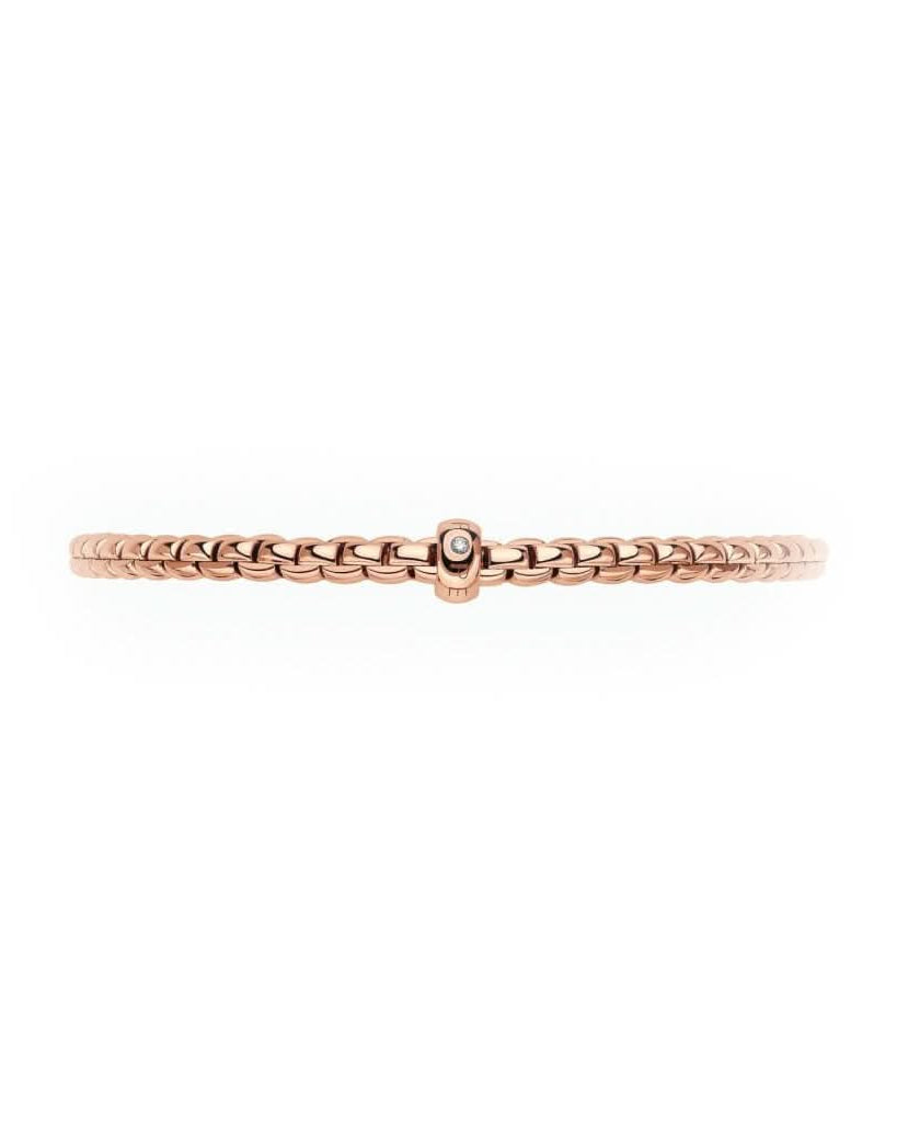FOPE Designer Jewellery FOPE 18ct Rose Gold Flex'it Eka Bracelet with Diamond-set Rondel