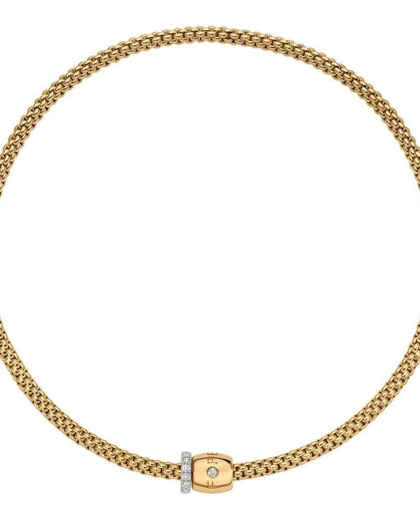 FOPE Designer Jewellery FOPE 18ct Yellow Gold and Diamond Solo Necklace 40cm