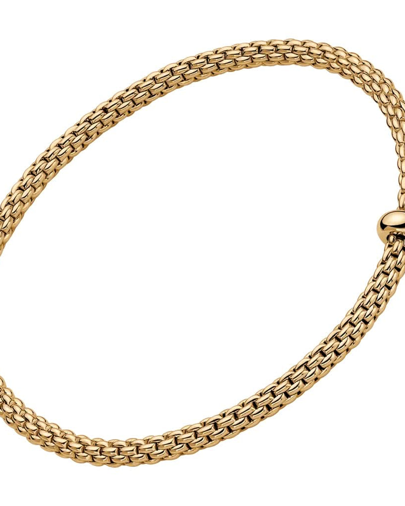 FOPE Designer Jewellery FOPE 18ct Yellow Gold 'Flex’it Prima' Bracelet with Diamond-Set Rondel