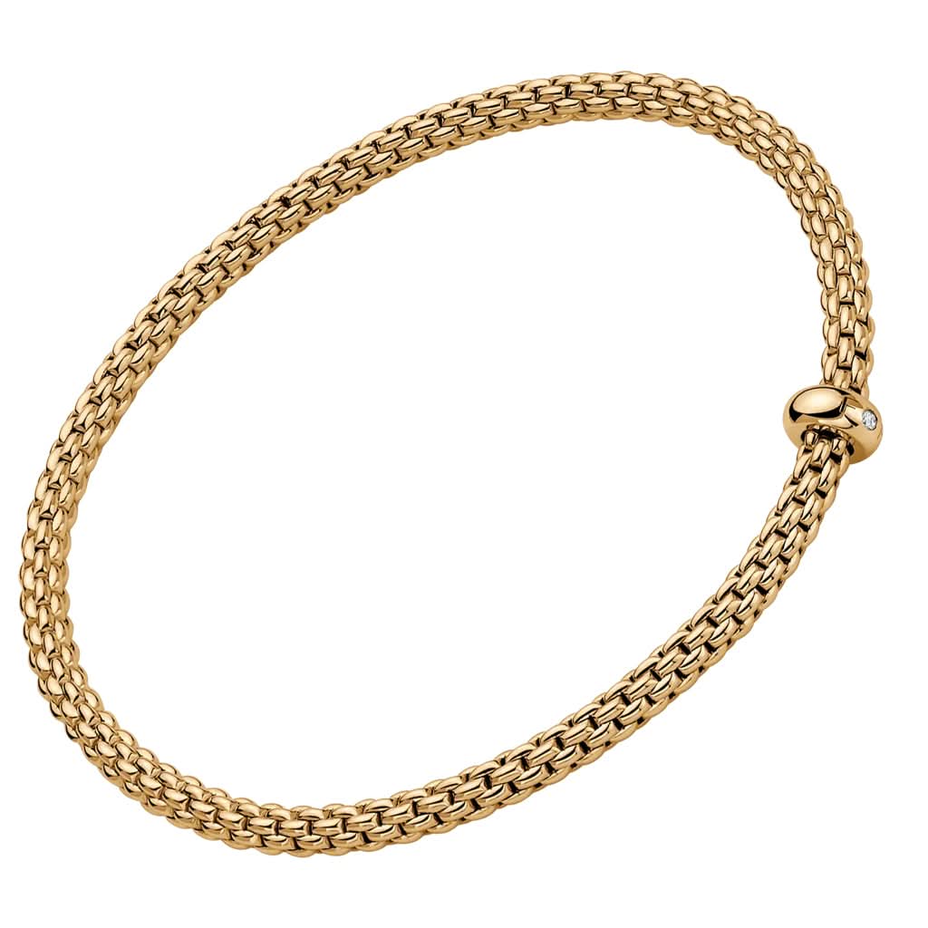 FOPE Designer Jewellery FOPE 18ct Yellow Gold 'Flex’it Prima' Bracelet with Diamond-Set Rondel