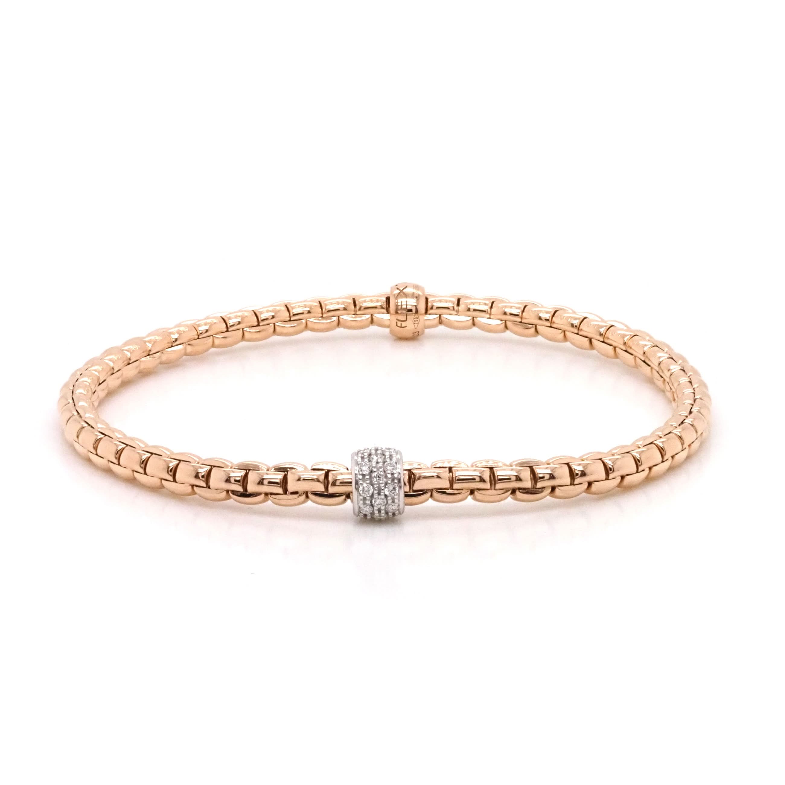 FOPE Designer Jewellery FOPE Eka 18ct Rose Gold 'Flex'it' Bracelet