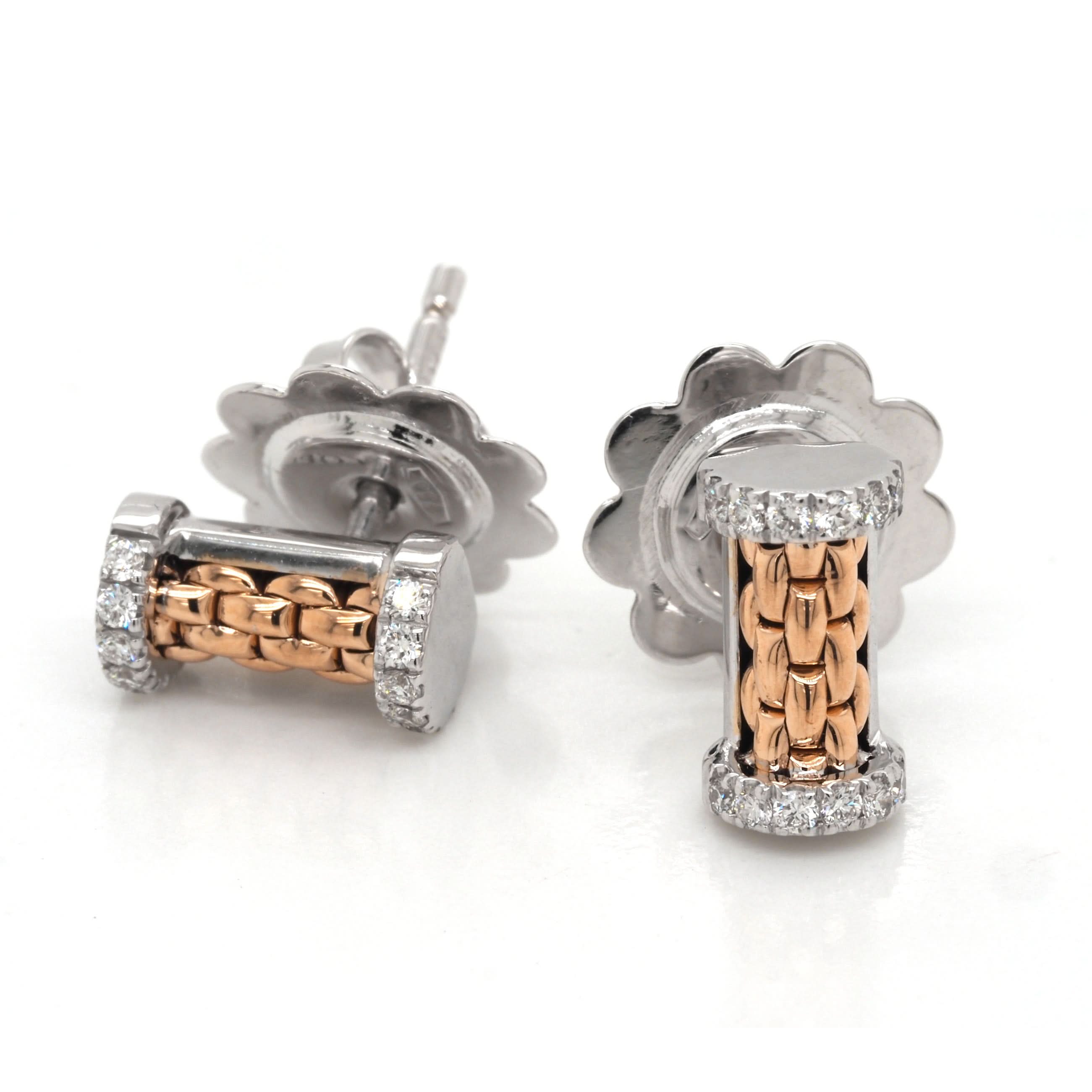 FOPE Designer Jewellery FOPE Essentials 18ct White and Rose Gold Diamond-Set Stud Earrings