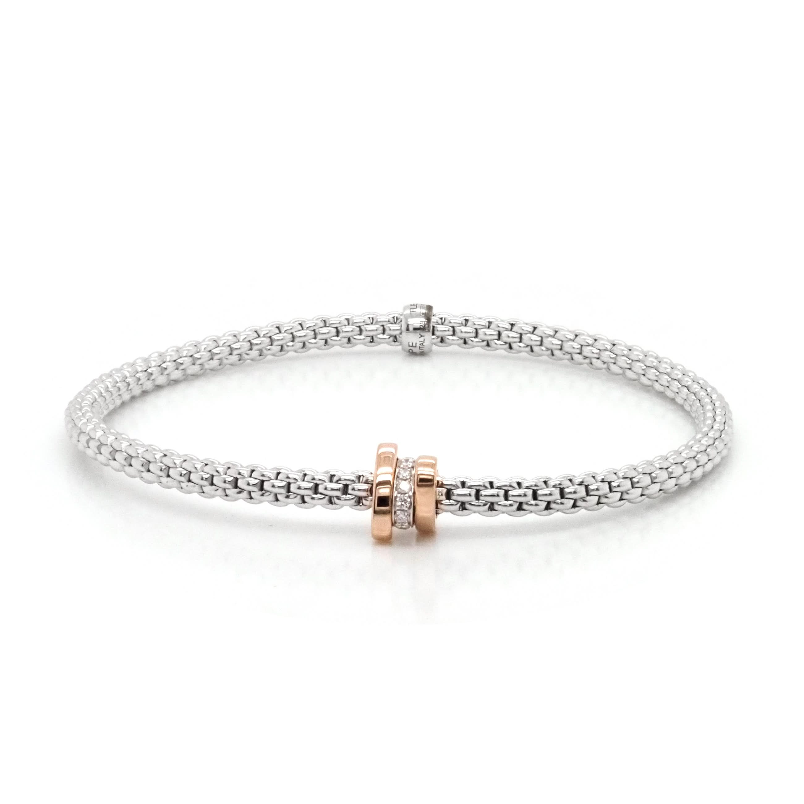 FOPE Designer Jewellery FOPE Prima 18ct White Gold 'Flex'it Prima' Bracelet with Rondels