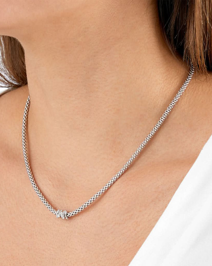 FOPE Designer Jewellery FOPE Prima 18ct White Gold Necklace with 18ct White Gold Diamond-set Rondels 74208CX-BB-B