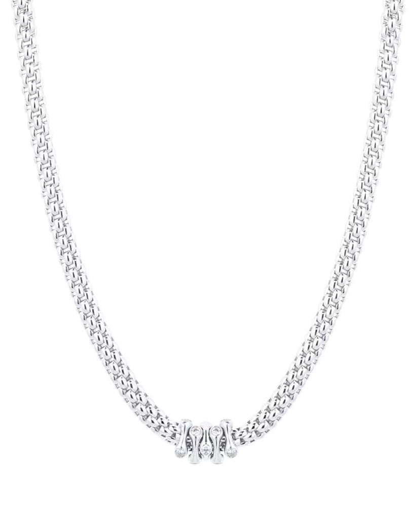 FOPE Designer Jewellery FOPE Prima 18ct White Gold Necklace with 18ct White Gold Diamond-set Rondels 74208CX-BB-B