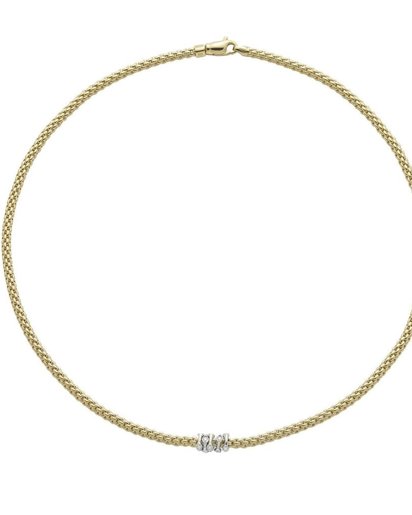 FOPE Designer Jewellery FOPE Prima 18ct Yellow Gold Necklace with 18ct White Gold Diamond-set Rondels 74208CX-BB-G