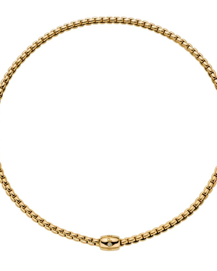 FOPE Designer Jewellery FOPE Solo Flex'it 18ct Yellow Gold 0.01ct Diamond 43cm Necklace