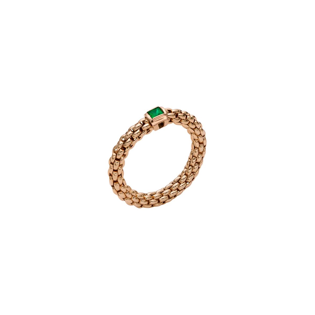 FOPE Designer Jewellery FOPE Souls 18ct Rose Gold Emerald-Set 'Flex'it' Ring