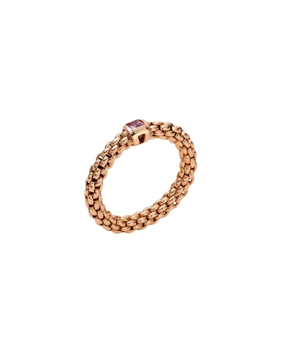 FOPE Designer Jewellery FOPE Souls 18ct Rose Gold Pink Sapphire-Set 'Flex'it' Ring