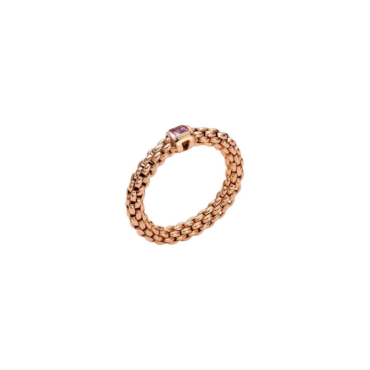 FOPE Designer Jewellery FOPE Souls 18ct Rose Gold Pink Sapphire-Set 'Flex'it' Ring