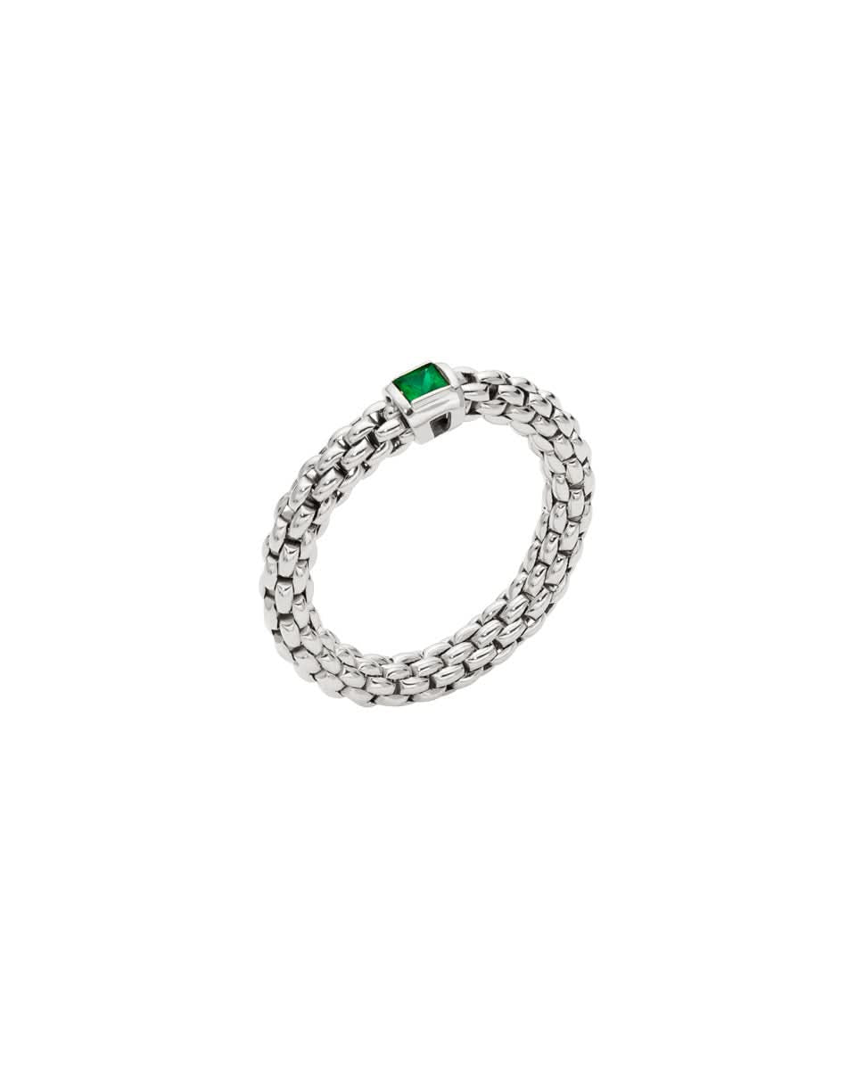 FOPE Designer Jewellery FOPE Souls 18ct White Gold Emerald-Set 'Flex'it' Ring