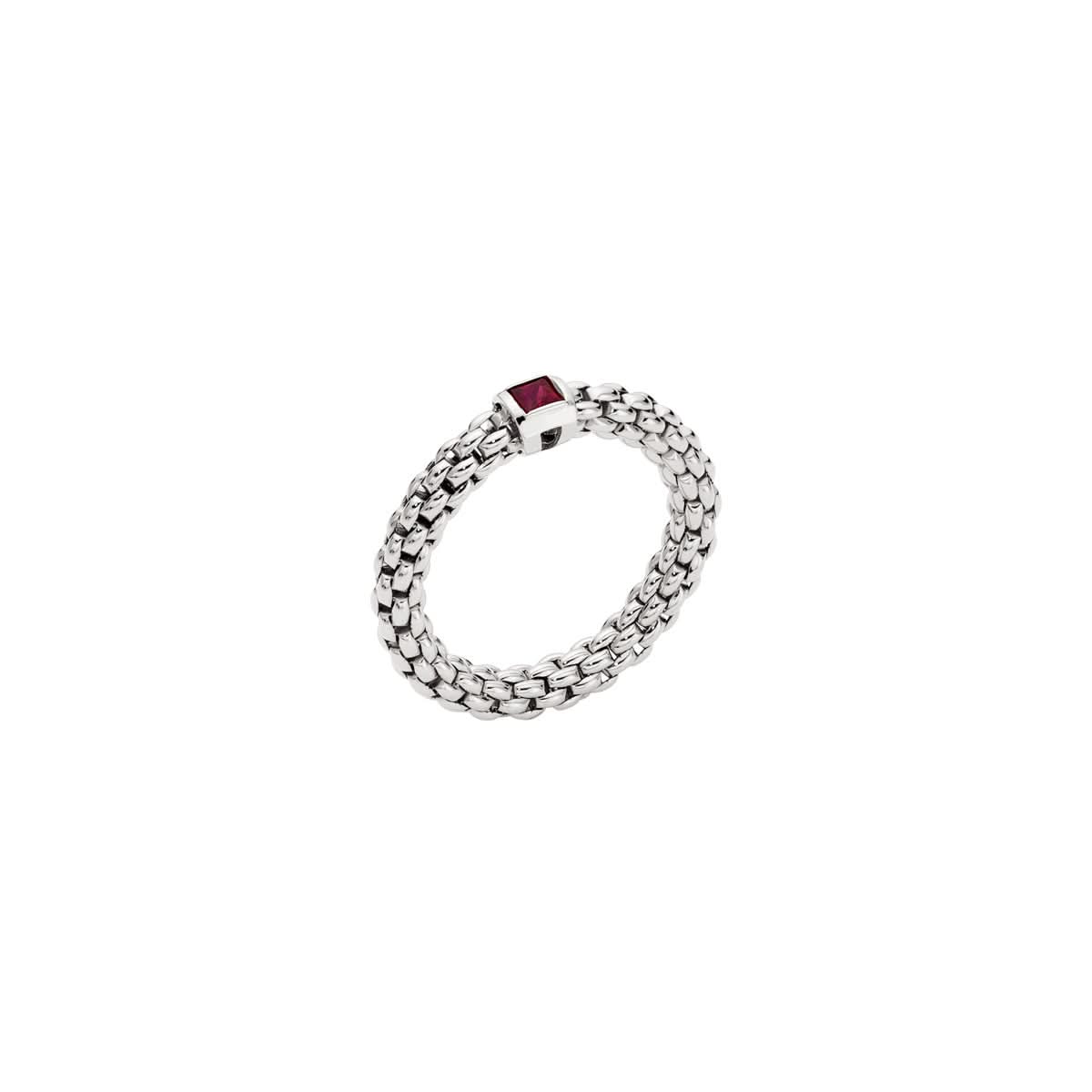 FOPE Designer Jewellery FOPE Souls 18ct White Gold Ruby-Set 'Flex'it' Ring