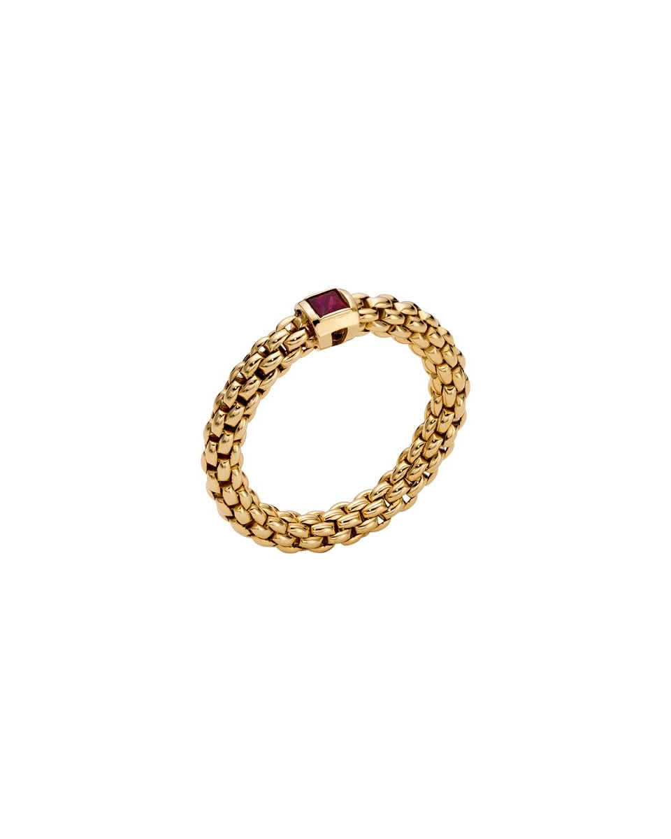 FOPE Designer Jewellery FOPE Souls 18ct Yellow Gold Ruby-Set 'Flex'it' Ring