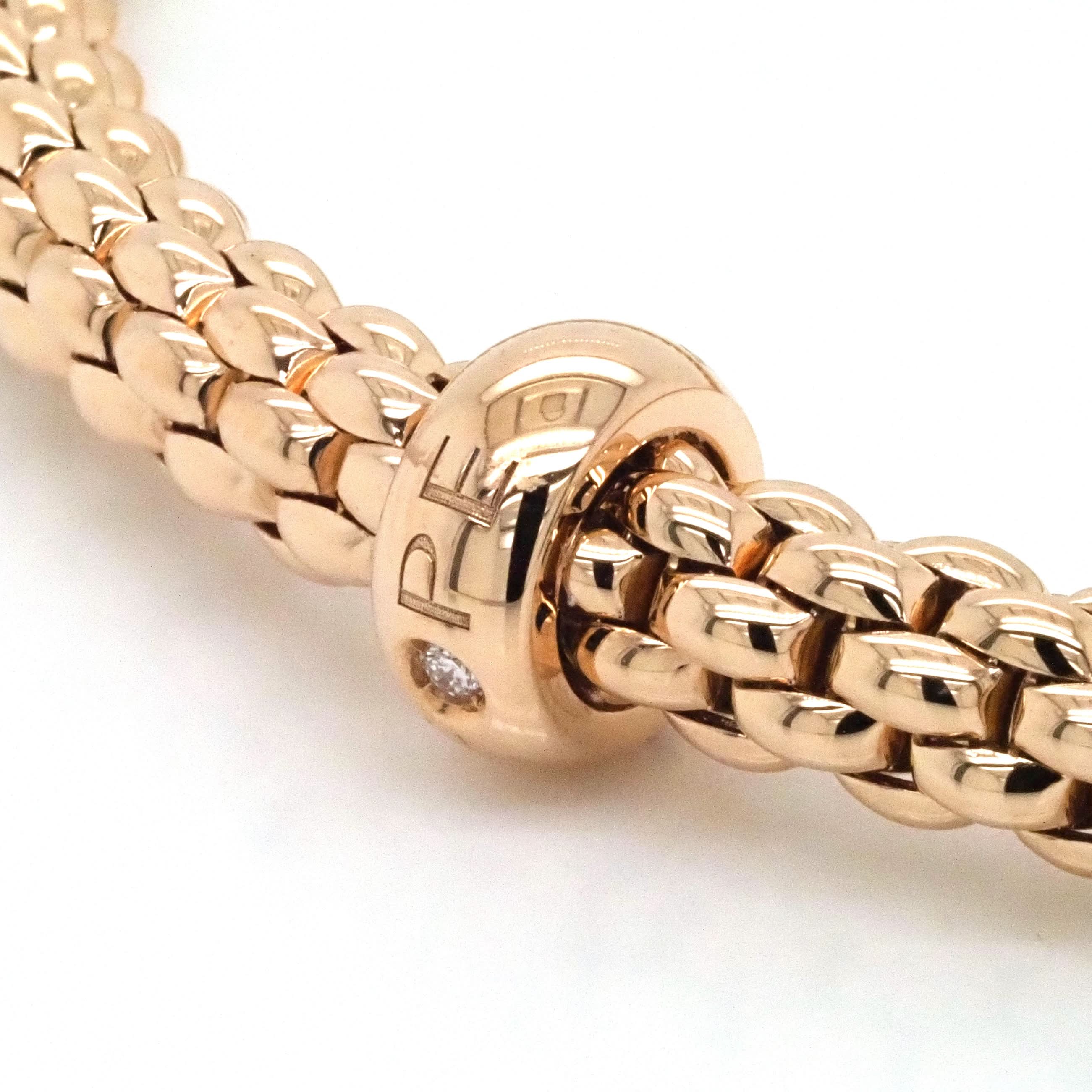FOPE Jewellery FOPE 18ct Rose Gold Flex'it Bracelet with Diamond-Set Rondel