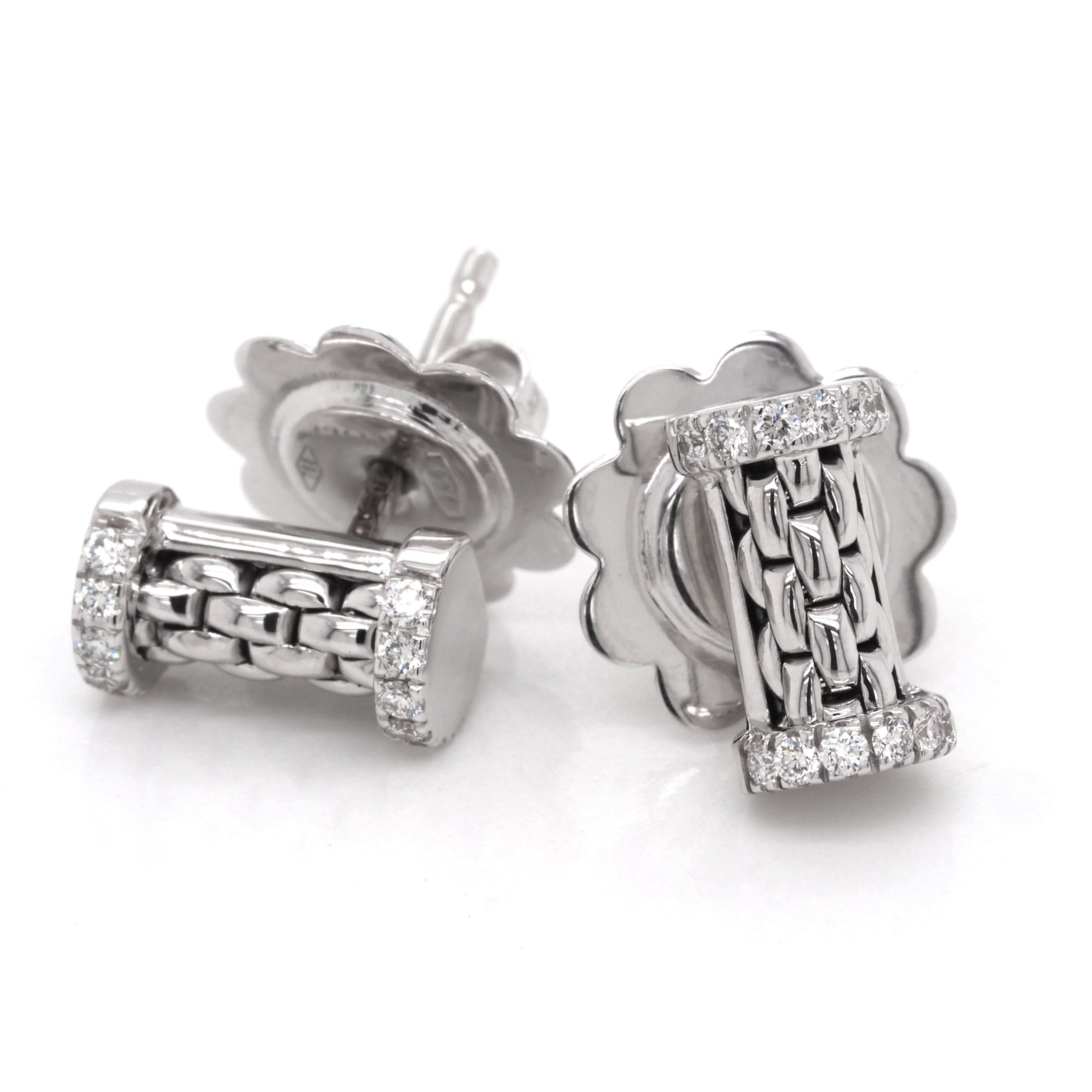 FOPE Jewellery FOPE 18ct White Gold Essentials Stud Bar Diamond-Set Earrings