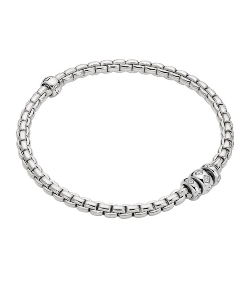 FOPE Jewellery FOPE 18ct White Gold Flex'It Eka Bracelet with Diamond-set Rondels