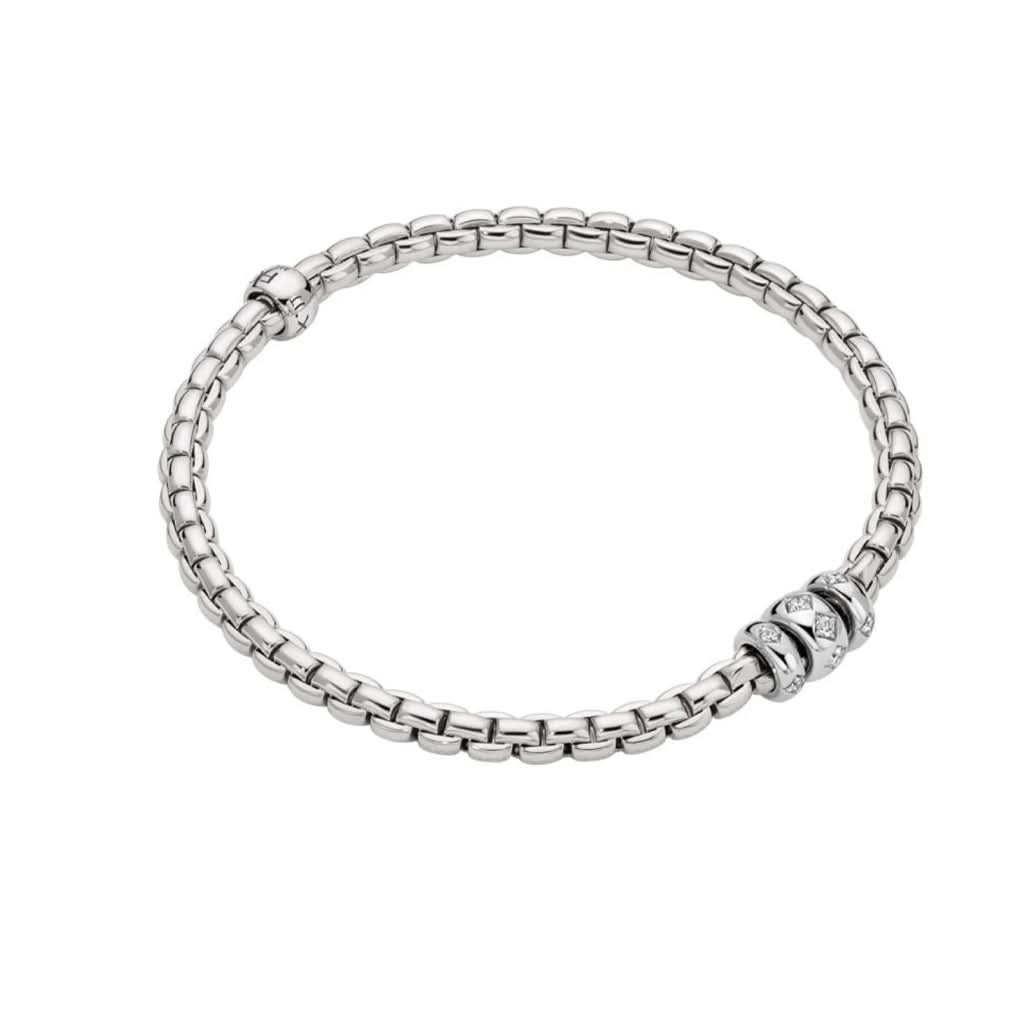FOPE Jewellery FOPE 18ct White Gold Flex'It Eka Bracelet with Diamond-set Rondels
