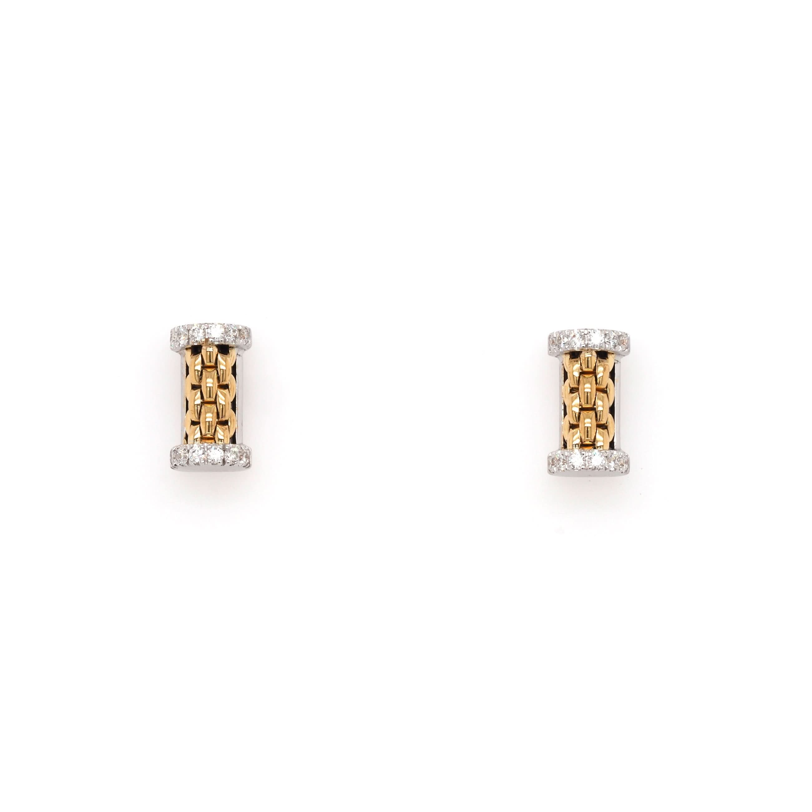 FOPE Jewellery FOPE 18ct Yellow and White Gold Essentials Diamond-Set Stud Bar Earrings