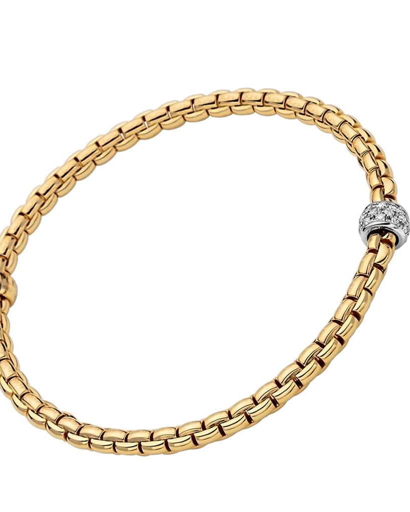 FOPE Jewellery FOPE 18ct Yellow Gold Flex'It Eka Bracelet with Diamond-set Rondel