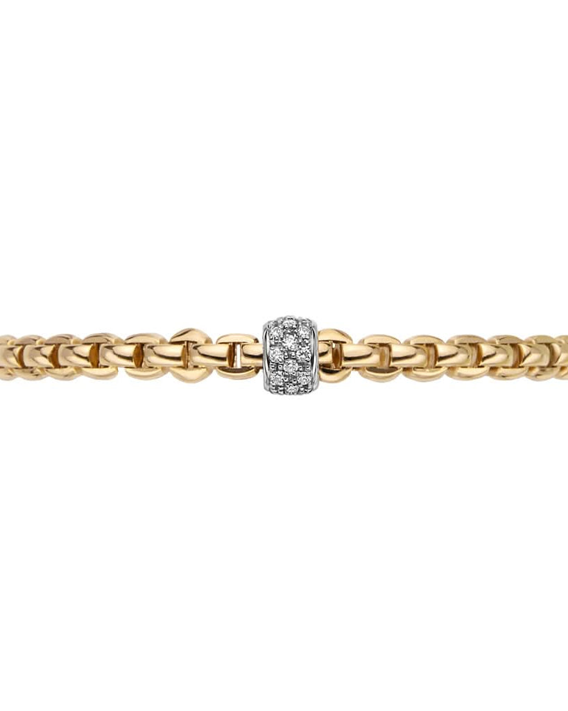 FOPE Jewellery FOPE 18ct Yellow Gold Flex'It Eka Bracelet with Diamond-set Rondel