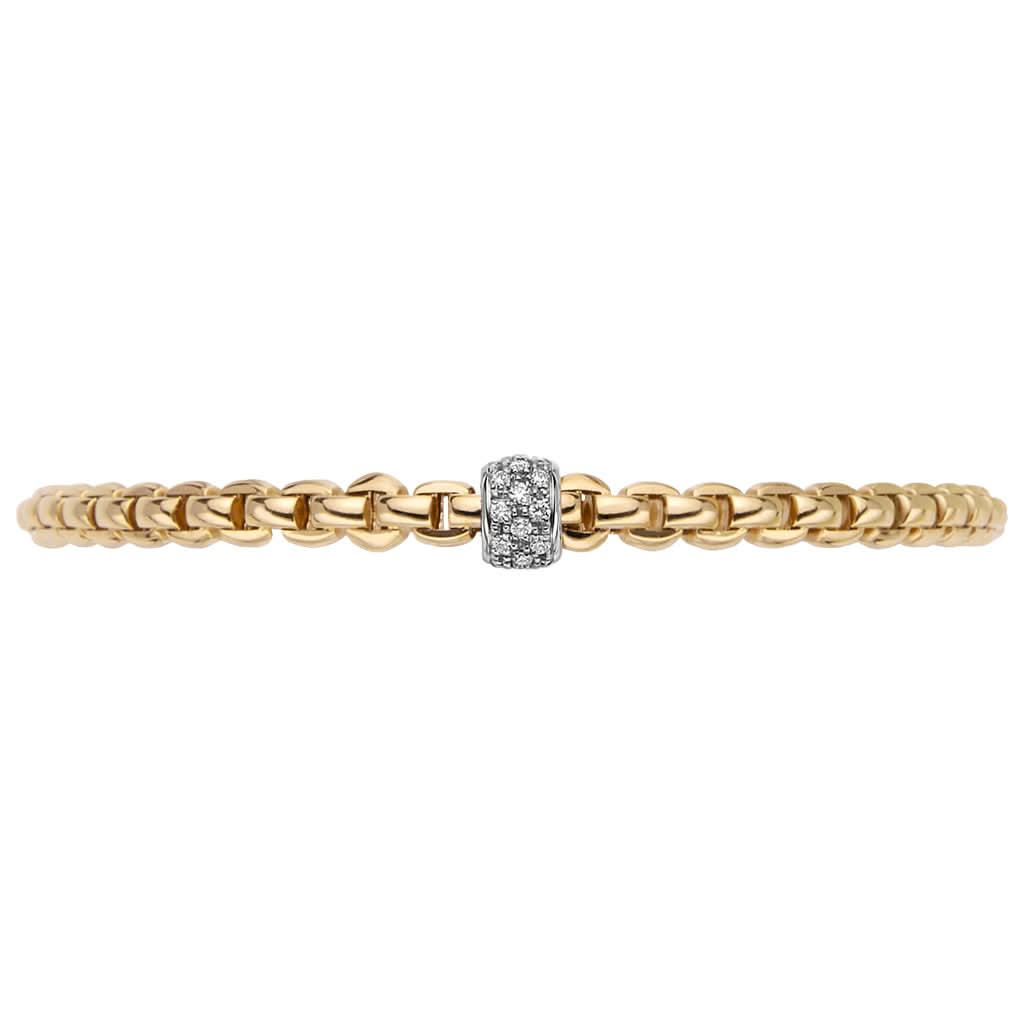 FOPE Jewellery FOPE 18ct Yellow Gold Flex'It Eka Bracelet with Diamond-set Rondel