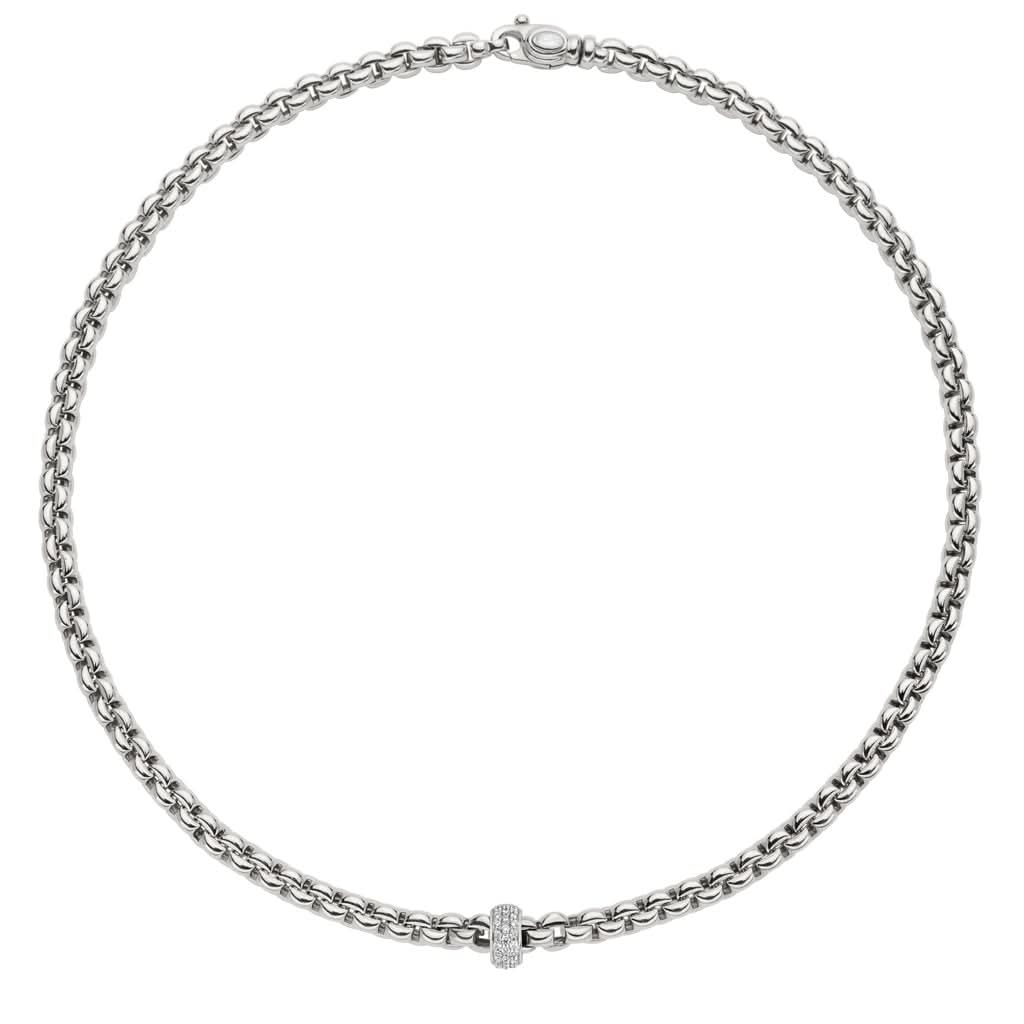 FOPE Jewellery FOPE EKA 18ct White Gold Necklace with Diamond-Set Rondels