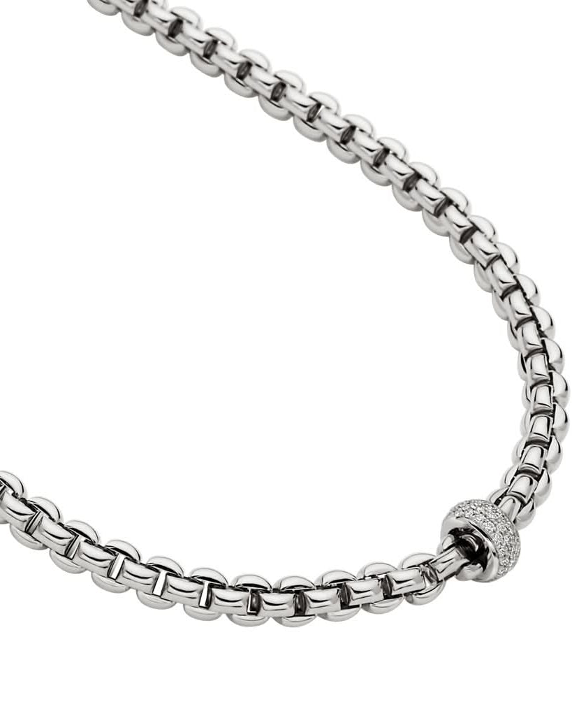 FOPE Jewellery FOPE EKA 18ct White Gold Necklace with Diamond-Set Rondels
