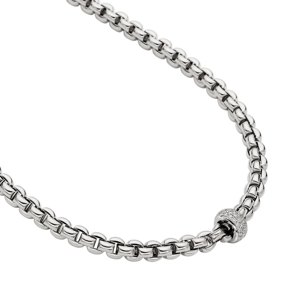 FOPE Jewellery FOPE EKA 18ct White Gold Necklace with Diamond-Set Rondels