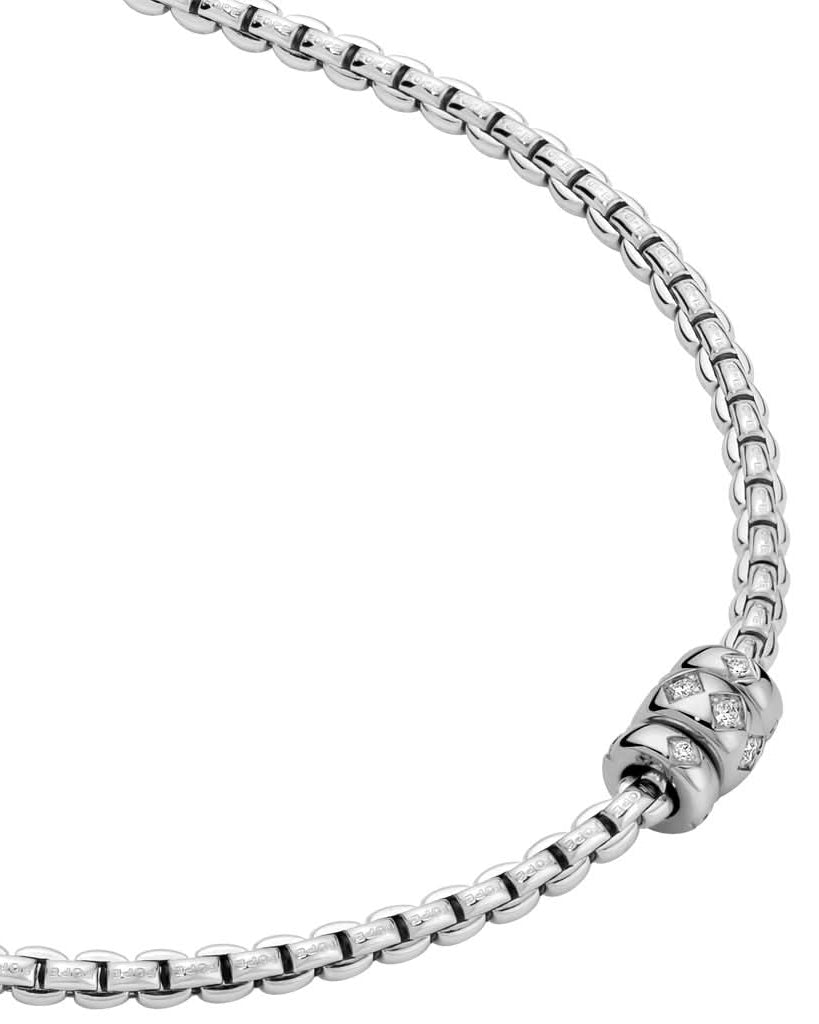 FOPE Jewellery FOPE EKA 18ct White Gold Necklace with Rhombus-set Diamonds