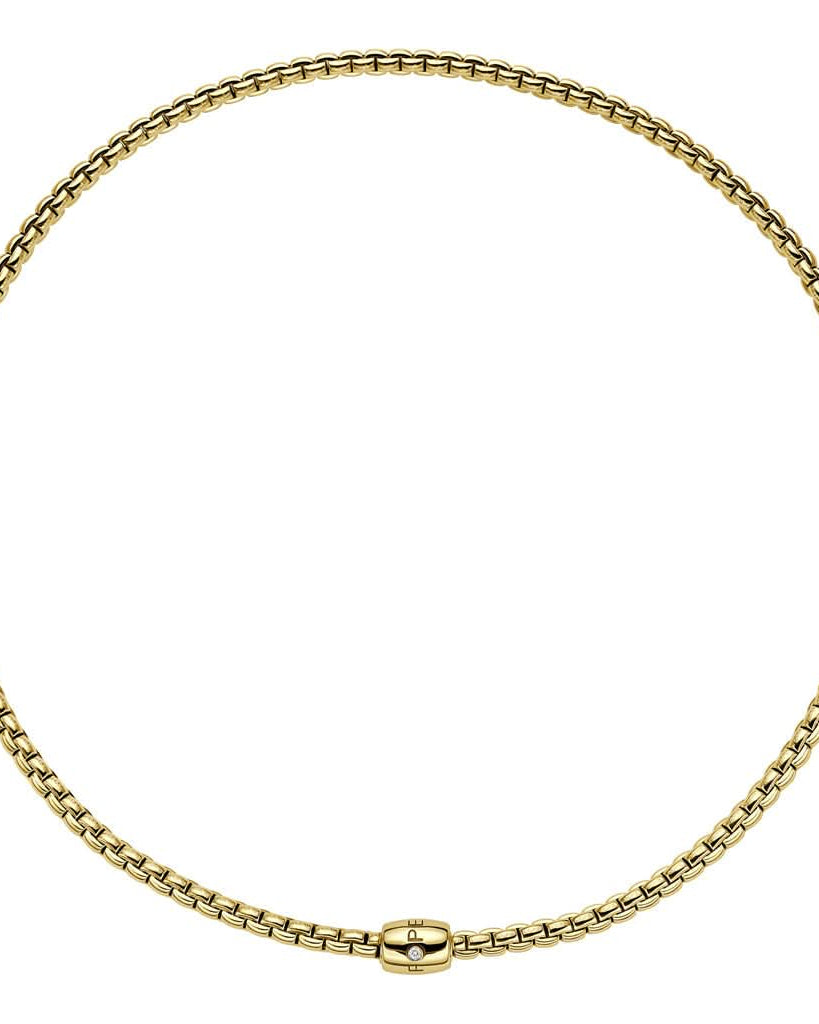 FOPE Jewellery FOPE EKA Flex'it 18ct Yellow Gold Necklace with Diamond-set Push Clasp