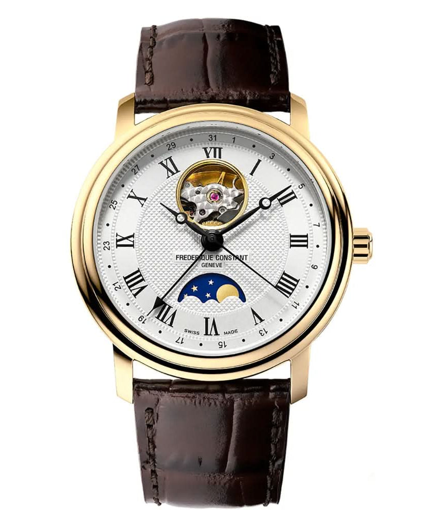 Frederique Constant Luxury Watch Frederique Constant Classics Heartbeat Moonphase Date Automatic Gold PVD Watch FC-335MC4P5