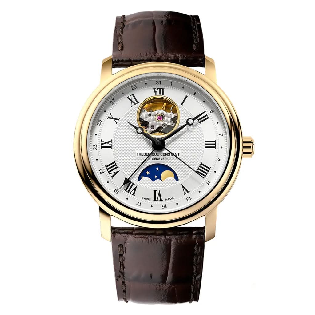 Frederique Constant Luxury Watch Frederique Constant Classics Heartbeat Moonphase Date Automatic Gold PVD Watch FC-335MC4P5