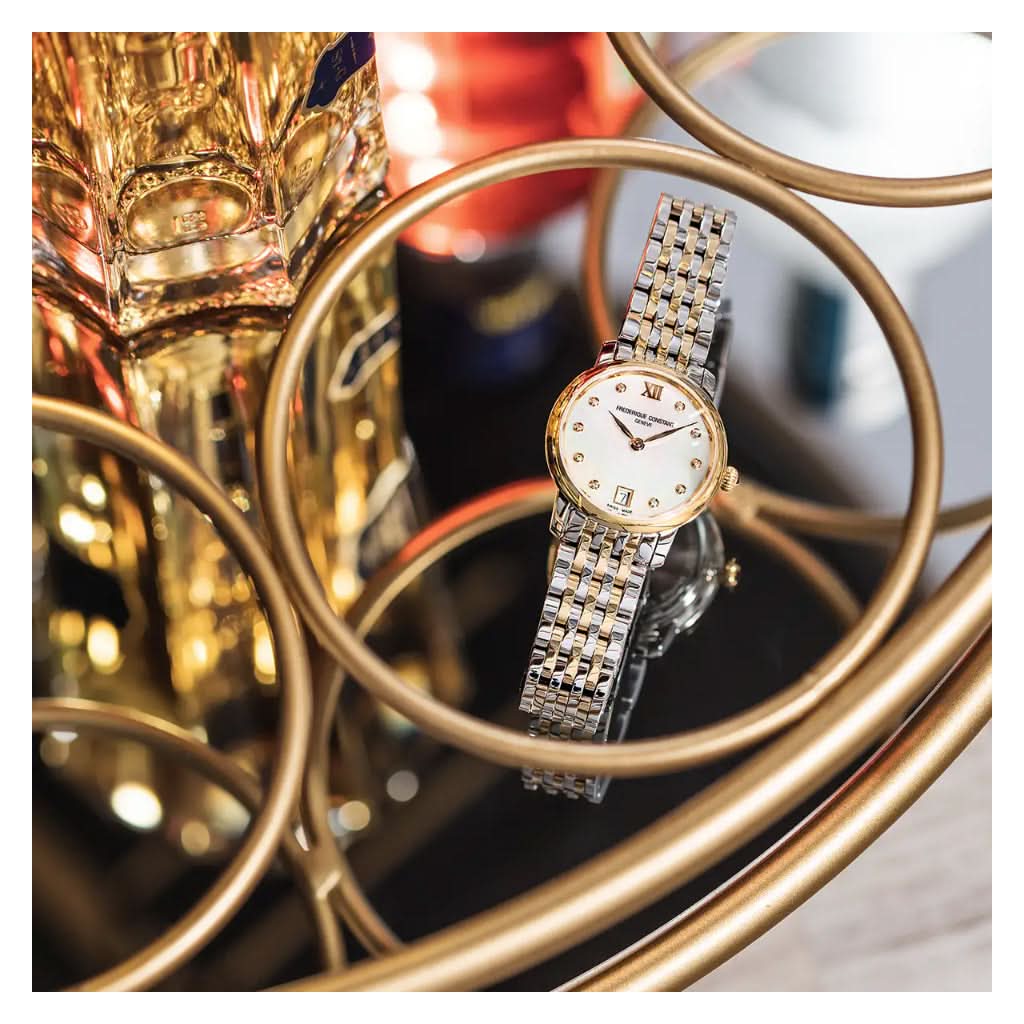 Frederique Constant Luxury Watch Frederique Constant Classics Slimline Diamond Quartz Date Watch FC-220MPWD1S23B