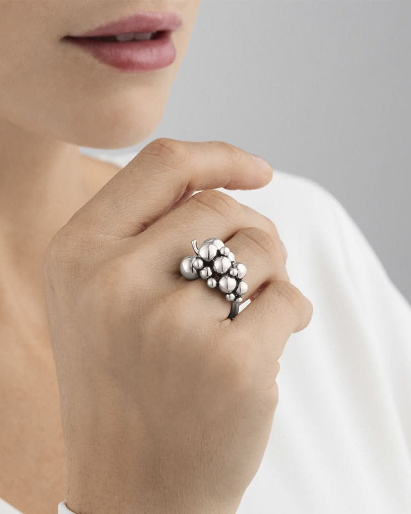 Georg Jensen Designer Jewellery Georg Jensen Silver Moonlight Grapes Ring Small 20000333