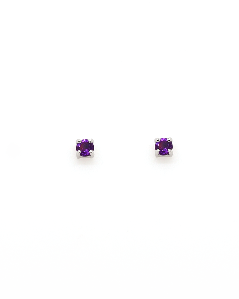 Georg Jensen Jewellery 9ct White Gold Small 3mm Amethyst Stud Earrings