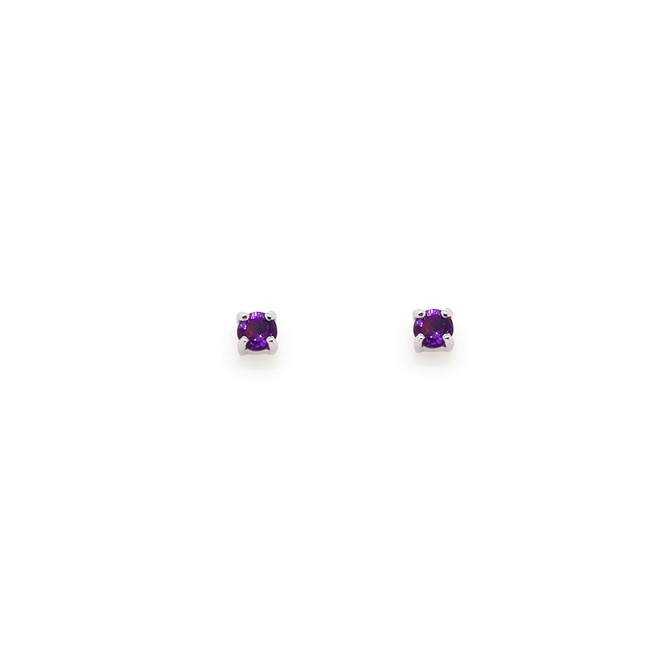 Georg Jensen Jewellery 9ct White Gold Small 3mm Amethyst Stud Earrings
