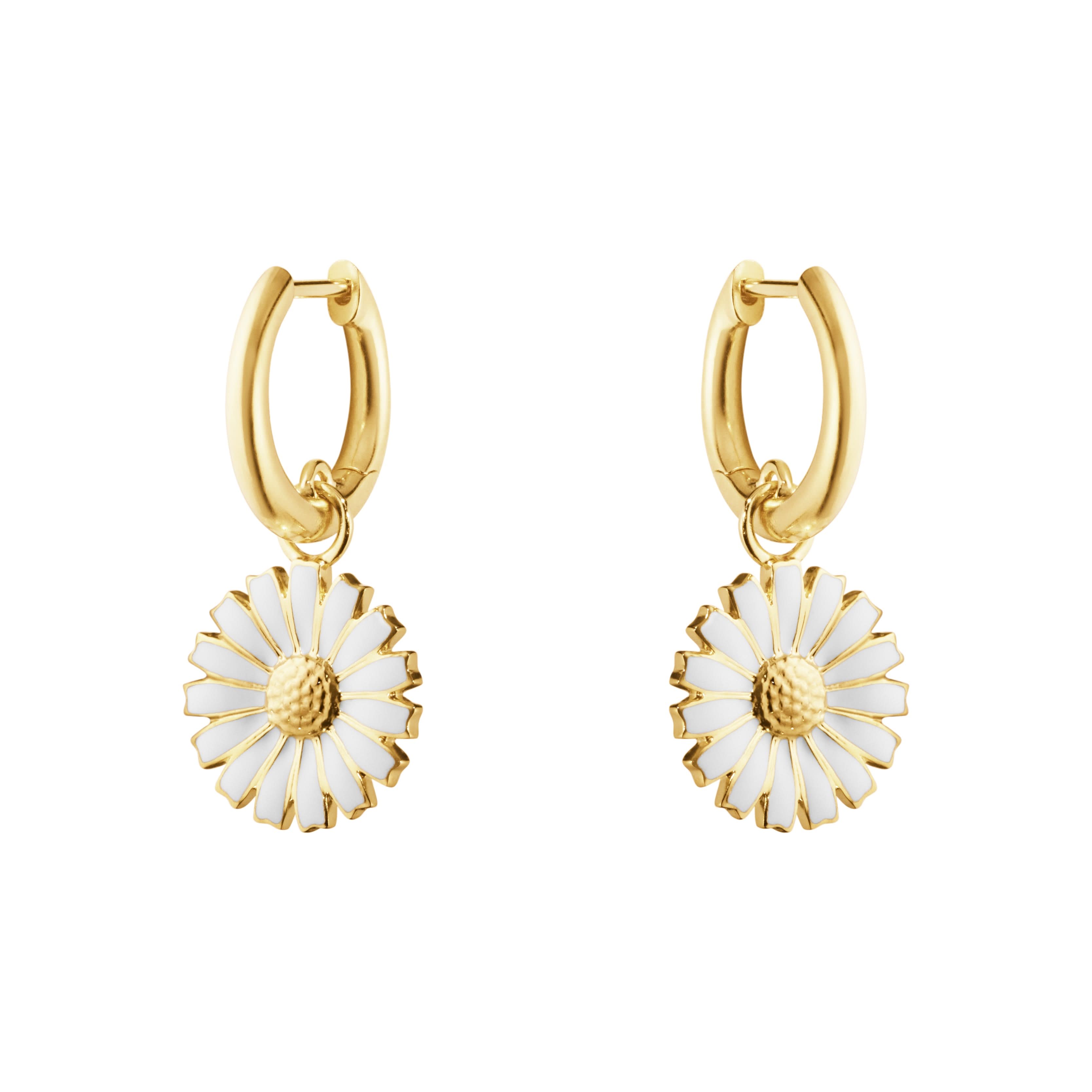 Georg Jensen Jewellery Georg Jensen Gilt and Enamel Daisy Hoop Earrings