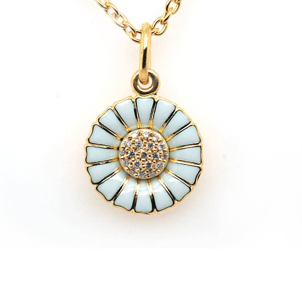 Georg Jensen Jewellery Georg Jensen Gold Plated Silver Daisy Pendant with Diamonds 10010533