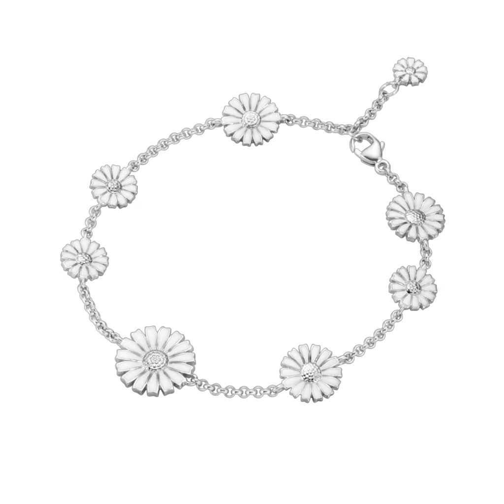 Georg Jensen Jewellery Georg Jensen Silver and White Enamel Daisy Bracelet 20001537