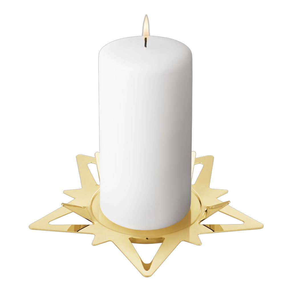 Georg Jensen Silverware Homewares Gifts Georg Jensen Gold-Plated Christmas Star Pillar Candle Holder 10019320