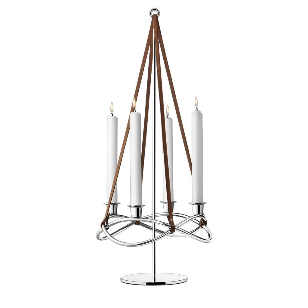 Georg Jensen Silverware Homewares Gifts Georg Jensen Leather and Stainless Steel Season Extension for Candle Holder 3586474