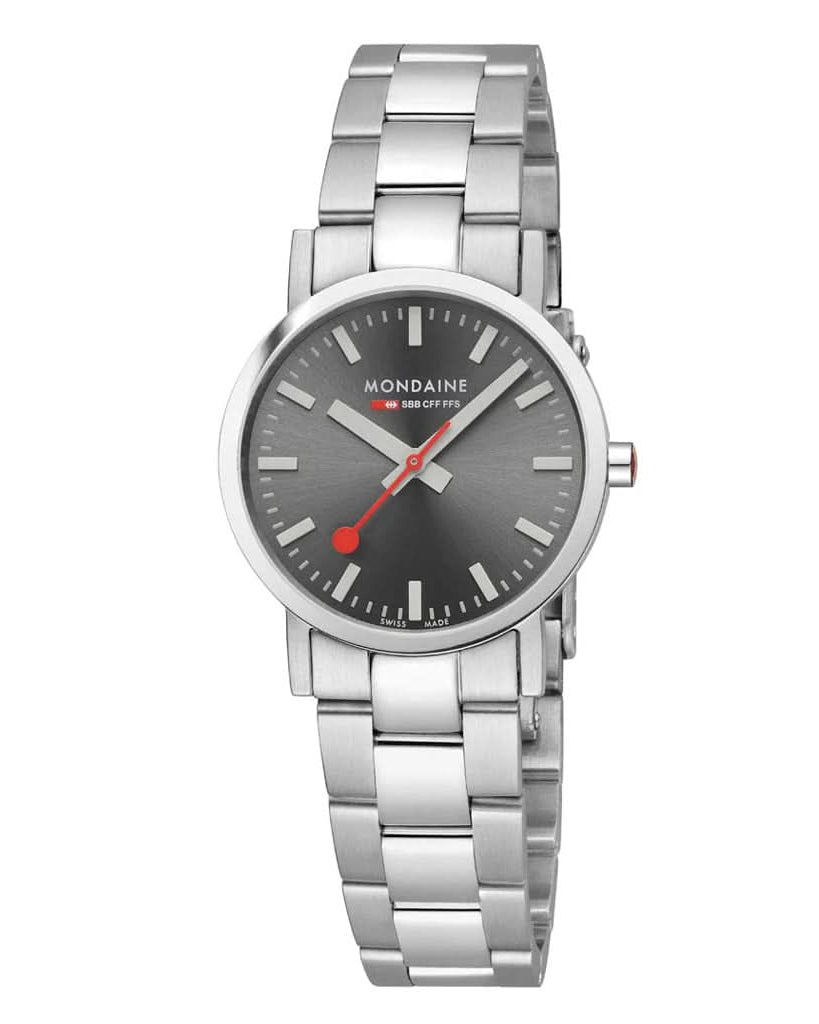 Mondaine Luxury Watches Mondaine Classic Stainless Steel Bracelet Watch With Grey Dial A658.30323.80SBJ