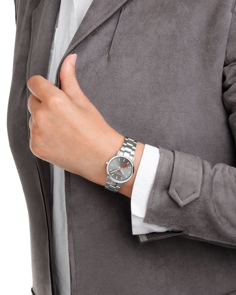 Mondaine Luxury Watches Mondaine Classic Stainless Steel Bracelet Watch With Grey Dial A658.30323.80SBJ