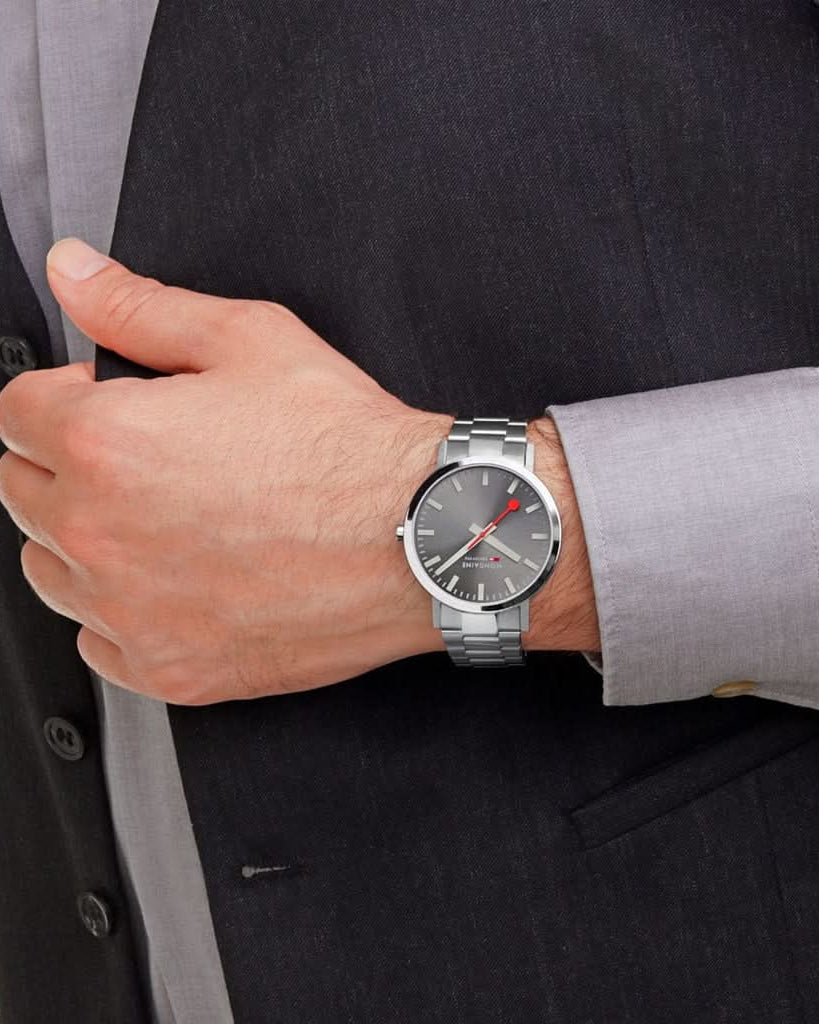 Mondaine Luxury Watches Mondaine Classic Stainless Steel Bracelet Watch with Grey Dial A660.30360.81SBJ